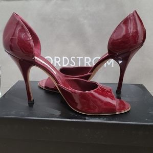 Manolo Blahnik Burgundy Patent Dorsey Shoes